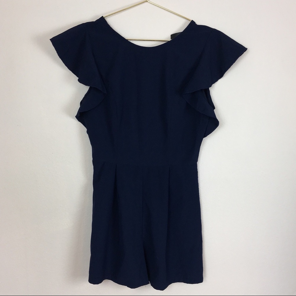 Runway Story Navy Blue Short Romper